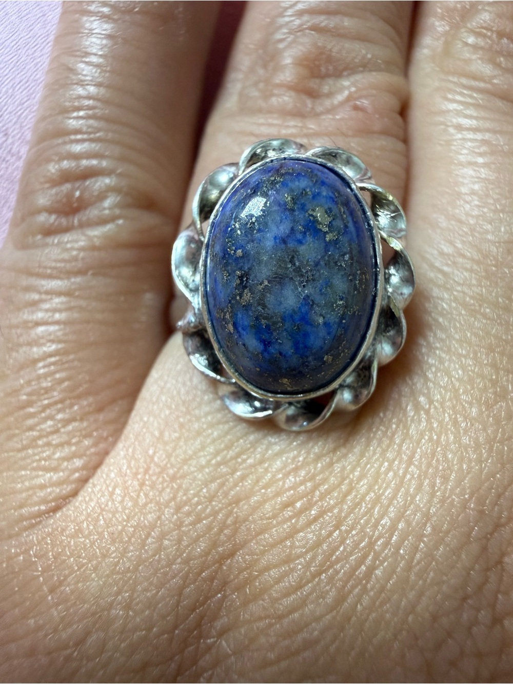 Blue Lapis Sterling Silver Oval Statement Ring